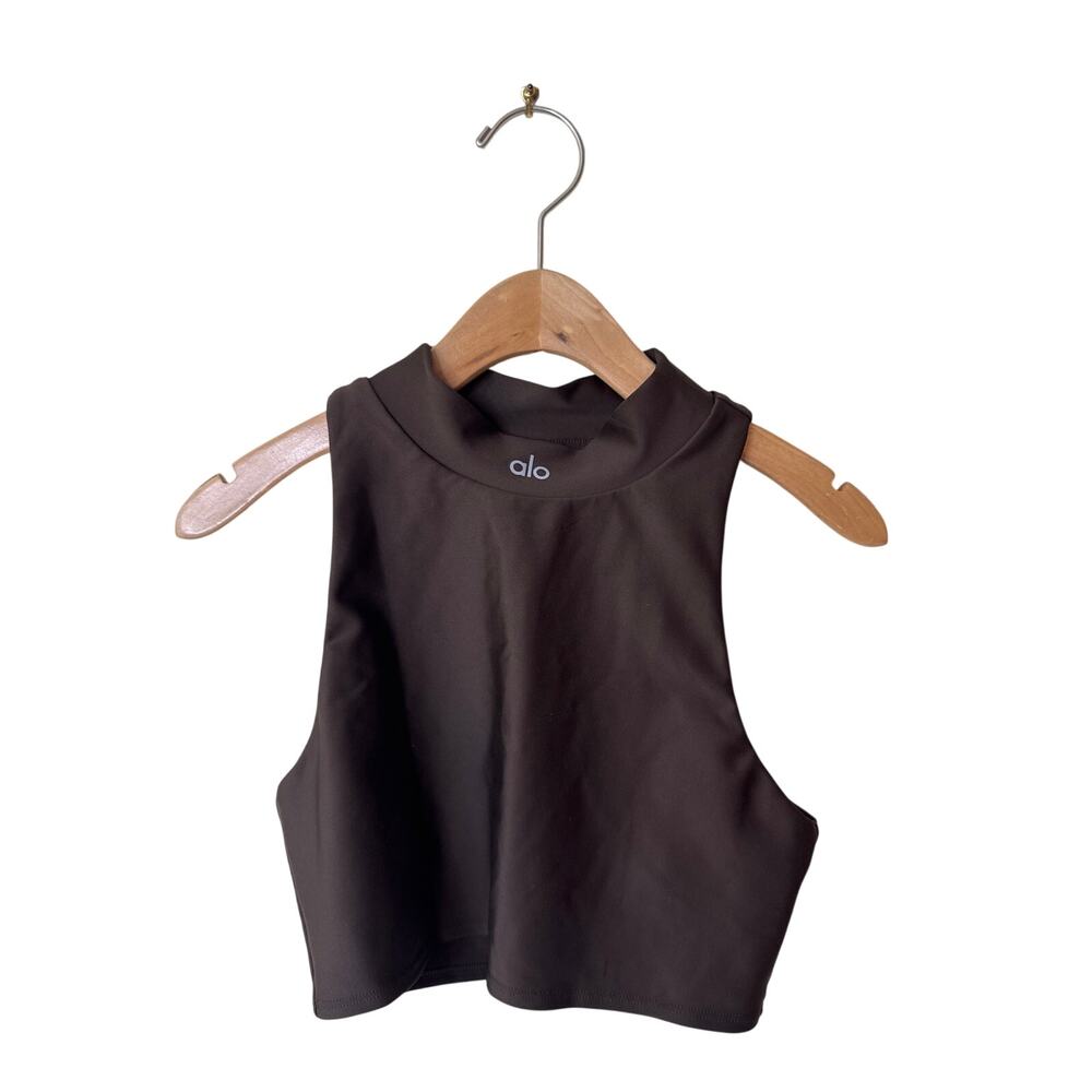 ALO YOGA Set Airlift Fuse Bra Tank & Full Length Tights BROWN Size Medium